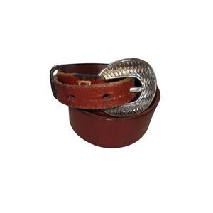 Polo Ralph Lauren genuine leather belt James Reid Ltd silver tone buckle 1997 st